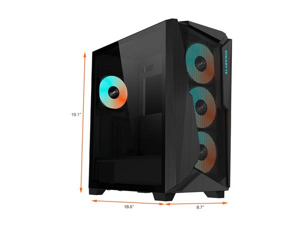 Gigabyte C301 GLASS - Mid Tower PC Gaming Case, Tempered Glass, USB Type-C, 4x ARBG Fans Included (GB-C301G)(Open Box)