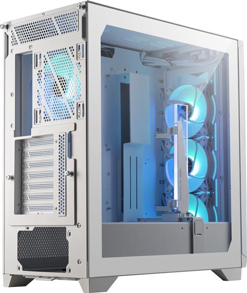 MSI MPG Gungnir 300R Airflow Mid-Tower Case for up to E-ATX Motherboards - White, USB 3.2 Type-C x 1, USB 3.2 Gen1 x 2, Fan Included x 4, ARGB