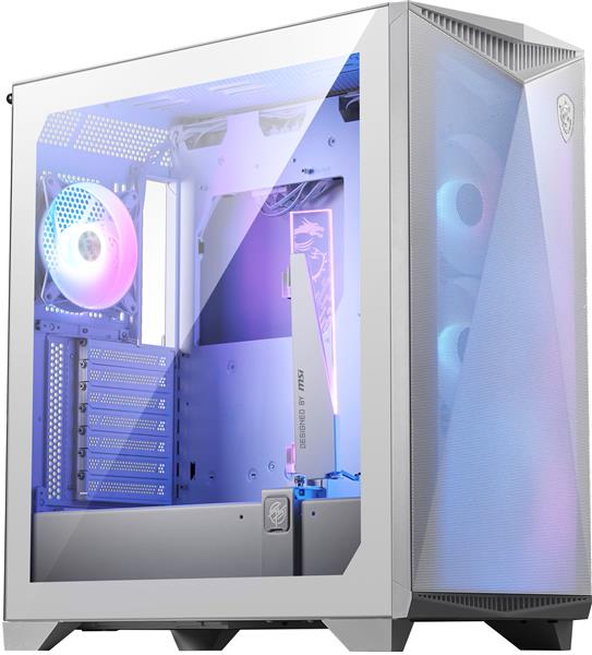 MSI MPG Gungnir 300R Airflow Mid-Tower Case for up to E-ATX Motherboards - White, USB 3.2 Type-C x 1, USB 3.2 Gen1 x 2, Fan Included x 4, ARGB