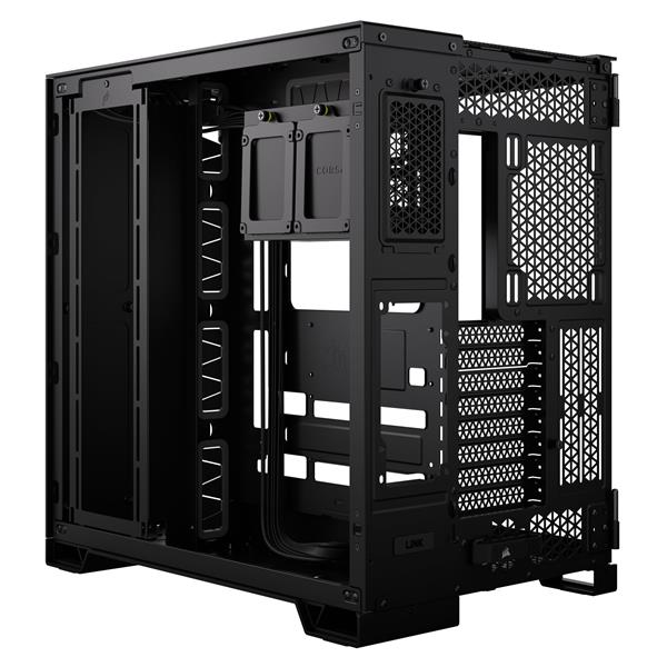 CORSAIR 6500X Mid-Tower Dual Chamber PC Case, Black - Unobstructed view with wraparound front and side glass panels - Fits up to 10x 120mm fans - 4x Radiator Mounting Positions
