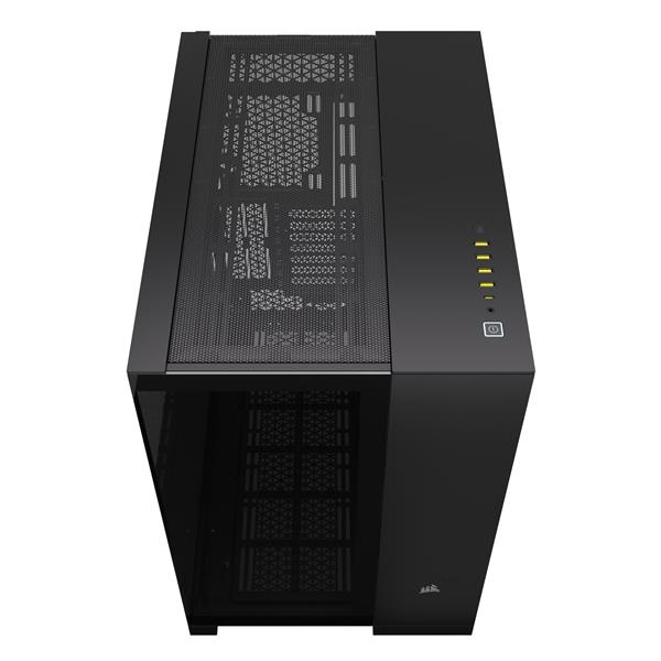 CORSAIR 6500X Mid-Tower Dual Chamber PC Case, Black - Unobstructed view with wraparound front and side glass panels - Fits up to 10x 120mm fans - 4x Radiator Mounting Positions(Open Box)