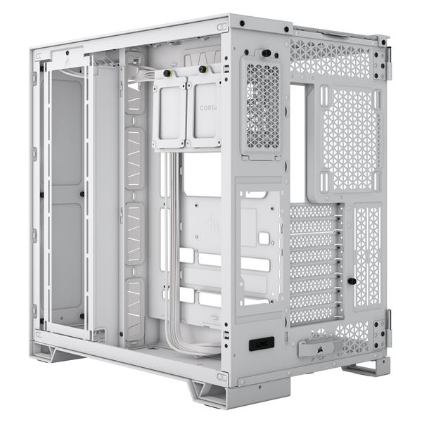 CORSAIR 6500X Mid-Tower Dual Chamber PC Case, Blanc - Unobstructed view with wraparound front and side glass panels - Fits up to 10x 120mm fans - 4x Radiator Mounting Positions