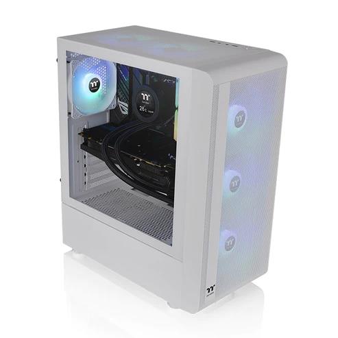 THERMALTAKE S200 TG with 4 x ARGB Lite Fan Mid-Tower Case, Snow