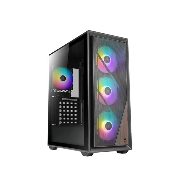 AZZA FOREST 370 Mid Tower ATX Gaming Computer Case, 4* ARGB/PWM Fans, Slidable Tempered Glass Side Window, ARGB lighting, 2*USB3.0, Radiator: Up to 360 mm, Video Card Max 330mm, Bottom Mounted Power Supply,  P/N: CSAZ-370