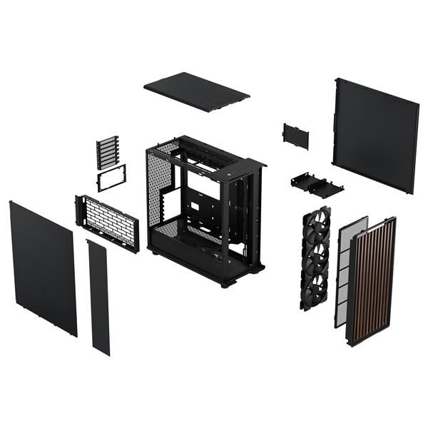 FRACTAL DESIGN North XL EATX ATX mATX Mid Tower PC Case - Charcoal Black Chassis with Walnut Front and Mesh Side Panel(Open Box)