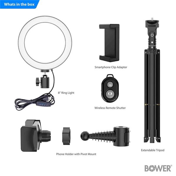 Bower 8" Ring Light Studio w/ 51'' Tripod and Wireless Remote Shutter