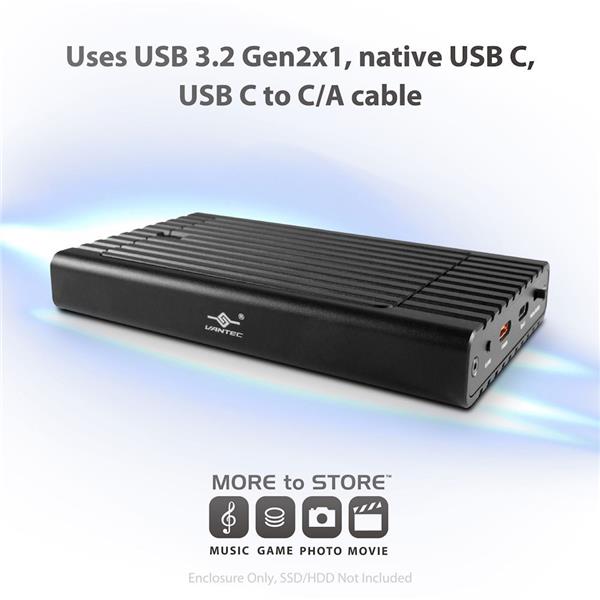 Vantec NexStar SX, Dual Bay M.2 NVMe To USB 3.2 Gen2x1, Clone Function