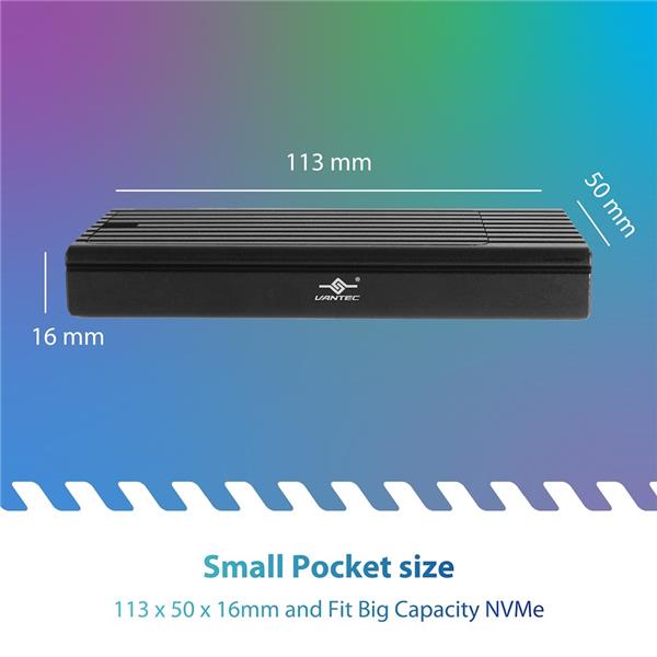 Vantec NexStar SX, M.2 NVMe SSD to USB 3.2 Gen2x2 (NST-230C3-BK)(Open Box)