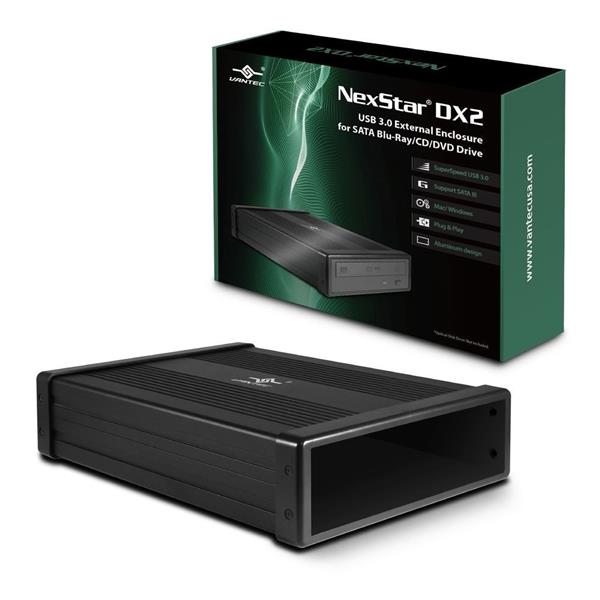 Vantec DX2, USB 3.0 External Enclosure For SATA Blu-Ray/CD/DVD Drive