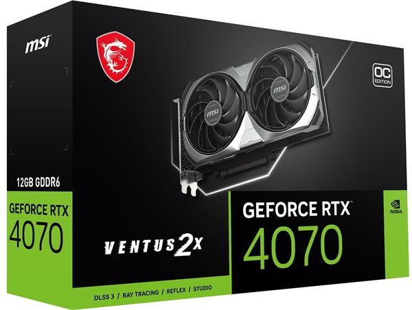 MSI GEFORCE RTX 4070 VENTUS 2X E1 12G OC, GDDR6 12GB