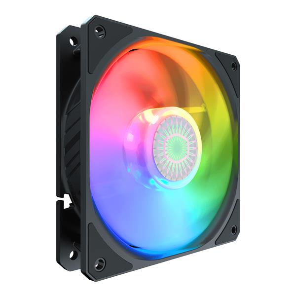 entilateur de cadre carré Cooler Master SickleFlow 120 à RGB adressable 3 en 1, LED personnalisables individuellement, design de lame incurvée équilibrée pour l^air, roulement étanche, contrôle PWM pour boîtier d^ordinateur et radiateur liquide