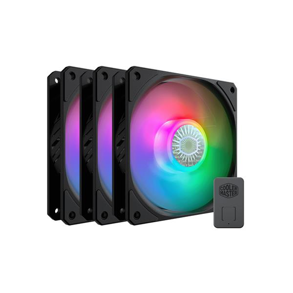 entilateur de cadre carré Cooler Master SickleFlow 120 à RGB adressable 3 en 1, LED personnalisables individuellement, design de lame incurvée équilibrée pour l^air, roulement étanche, contrôle PWM pour boîtier d^ordinateur et radiateur liquide