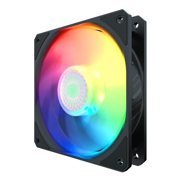 entilateur de cadre carré Cooler Master SickleFlow 120 à RGB adressable 3 en 1, LED personnalisables individuellement, design de lame incurvée équilibrée pour l^air, roulement étanche, contrôle PWM pour boîtier d^ordinateur et radiateur liquide