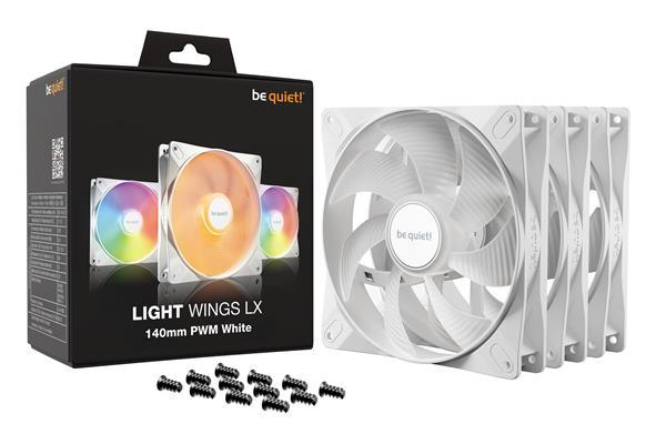 be quiet! Light Wings LX 140mm PWM ARGB Case Fan, White, 3 Pack