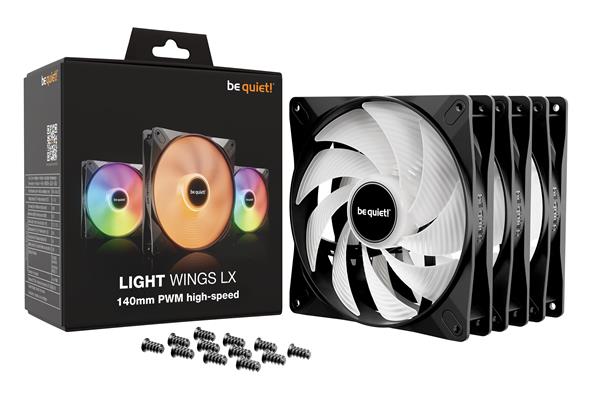 be quiet! Light Wings LX 140mm PWM High-speed ARGB Case Fan, Black, 3 Pack