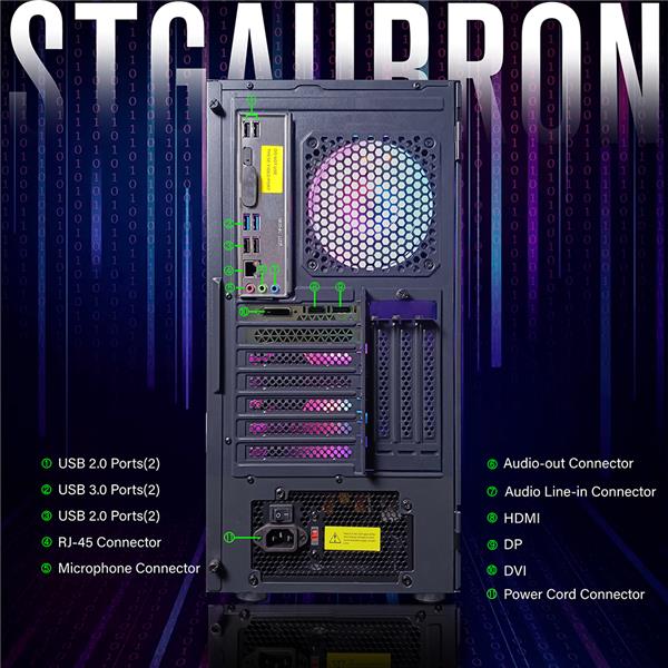 STGAubron Gaming i3-10100F, RTX 2060, 16GB, 1TB SSD, WiFi+BT, Win11H(Open Box)