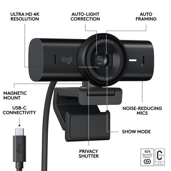 LOGITECH MX Brio Ultra HD 4k Webcam (Black)