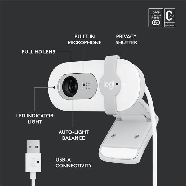 LOGITECH Brio 100 Webcam with Full HD 1080p resolution