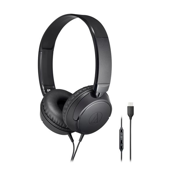 AUDIO TECHNICA ATH-S120C USB-C On-Ear Headphones, Black