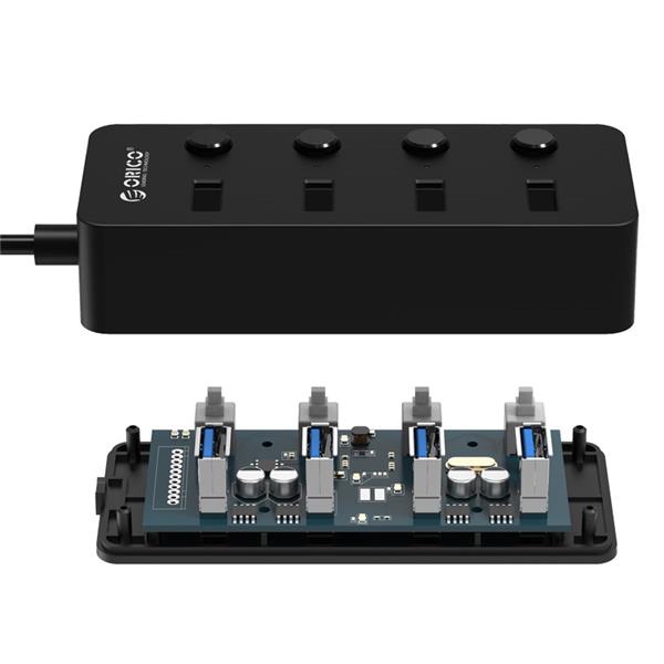 ORICO 4-Port USB3.0 Hub with Individual LEDs Power Switch, 30cm Cable(Open Box)