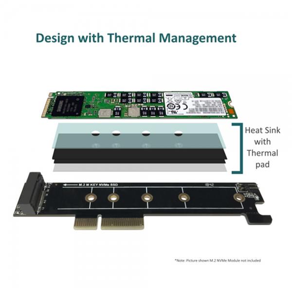 VANTEC-M.2 NVMe PCIe x4 Low Profile Card with 22110 Length Support