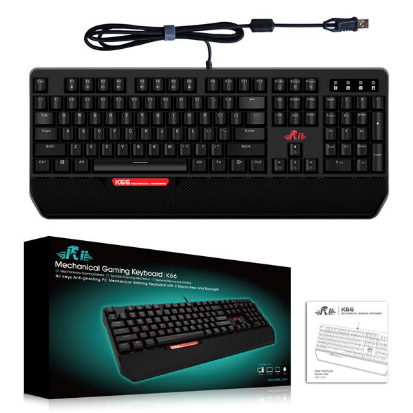 Rii All Keys PC Mechanical Gaming Keyboard K66 Anti ghosting(Open Box)