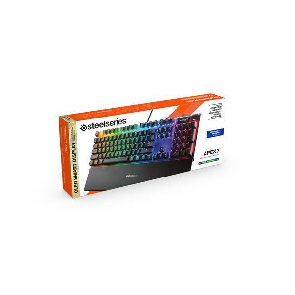 STEELSERIES APEX 7 Mechanical Gaming Keyboard – OLED Smart Display – USB Passthrough & Media Controls – Tactile & Clicky – RGB LED Backlit(Open Box)