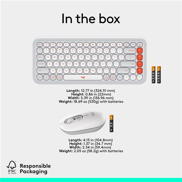 LOGITECH POP ICON Wireless Keyboard & Mouse Combo (Off-White & Orange)