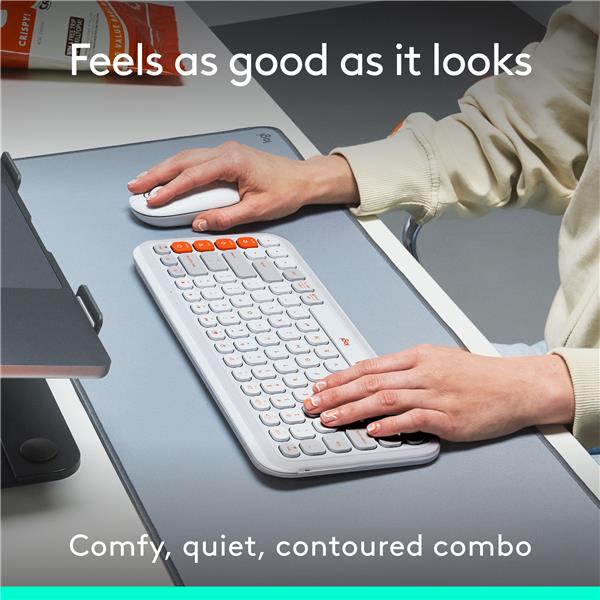 LOGITECH POP ICON Wireless Keyboard & Mouse Combo (Off-White & Orange)