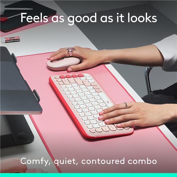 LOGITECH POP ICON Wireless Keyboard & Mouse Combo (Rose & Off-White)