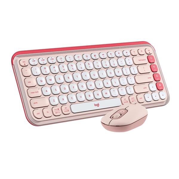 LOGITECH POP ICON Wireless Keyboard & Mouse Combo (Rose & Off-White)