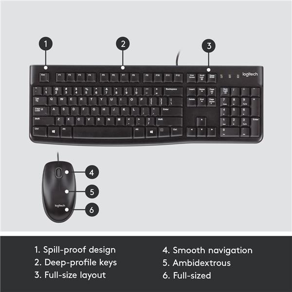 LOGITECH MK120 USB Wired Desktop Keyboard and Mouse Combo