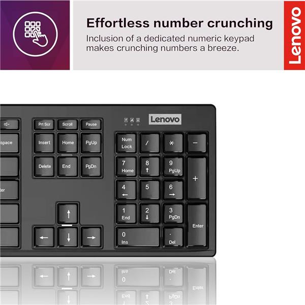 LENOVO 100 USB-A Wireless Combo Keyboard and Mouse