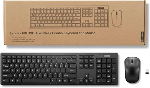 LENOVO 100 USB-A Wireless Combo Keyboard and Mouse