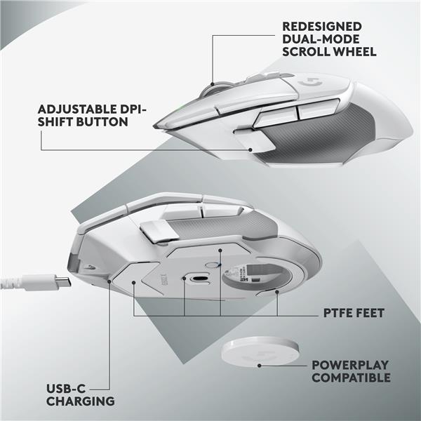 Logitech G G502 X LIGHTSPEED Wireless Gaming Mouse (White)