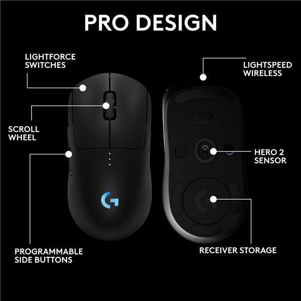 LOGITECH G PRO 2 LIGHTSPEED Wireless Gaming Mouse- Black