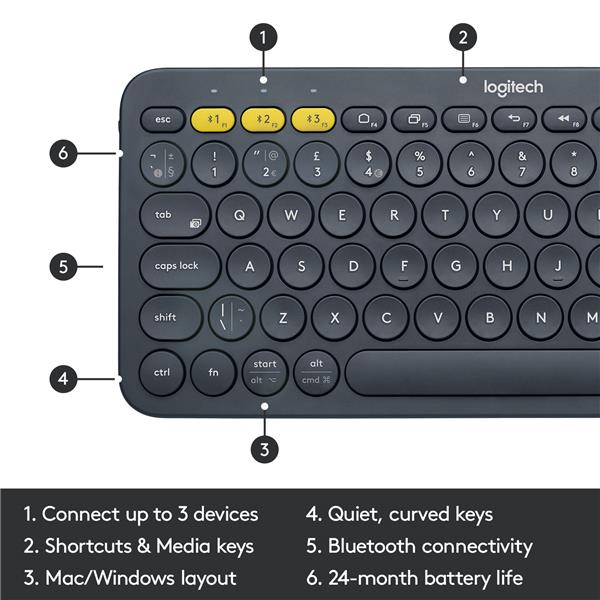 LOGITECH K380 Multi-Device Bluetooth Keyboard - Grey