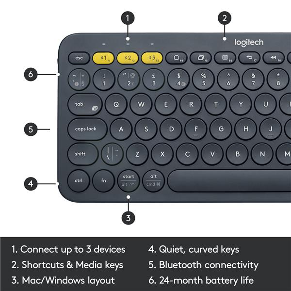 LOGITECH K380 Multi-Device Bluetooth Keyboard - Grey(Open Box)