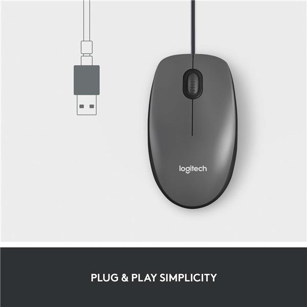 LOGITECH M100 - mouse - USB - black(Open Box)