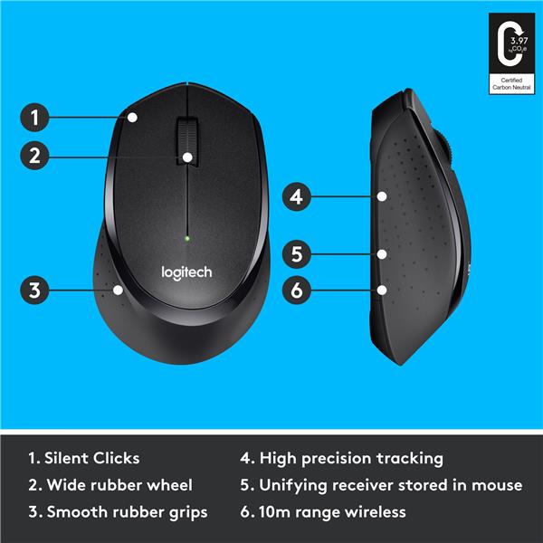 LOGITECH M330 Silent Plus Wireless Mouse - Black