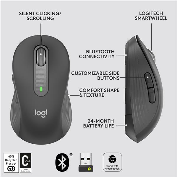 LOGITECH Signature M650 L Wireless Mouse - Graphite(Open Box)