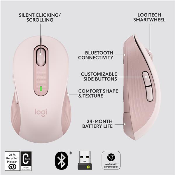 LOGITECH Signature M650 Wireless Mouse - Rose