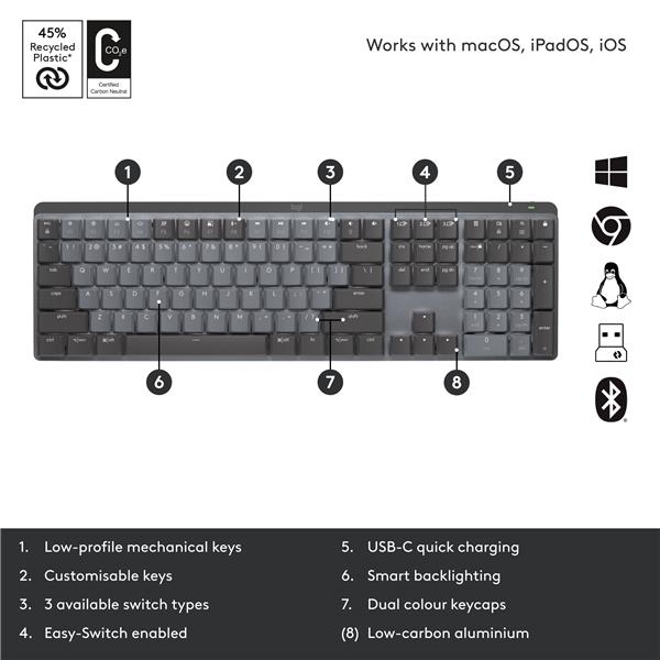 LOGITECH  MX Mechanical Wireless Keyboard (Tactile Quiet Switches)