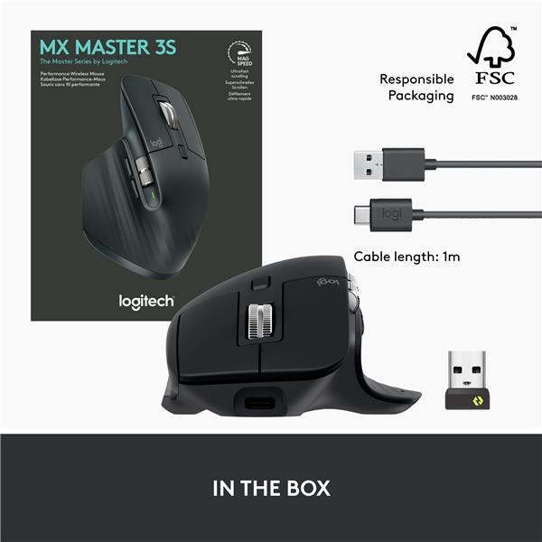 LOGITECH MX Master 3S Performance Wireless Mouse - Black(Open Box)