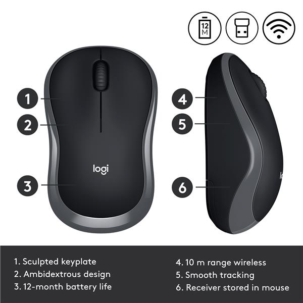 LOGITECH  M185 Wireless Mouse (Swift Gray)(Open Box)