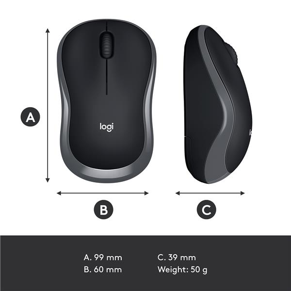 LOGITECH  M185 Wireless Mouse (Swift Gray)