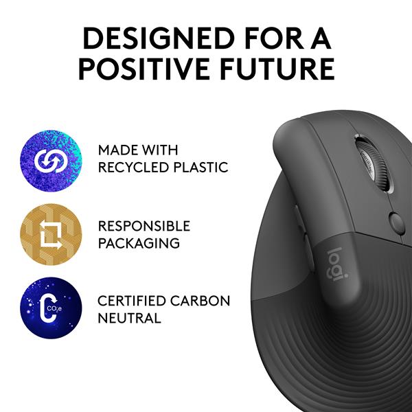 LOGITECH  Lift Vertical Ergonomic Wireless Mouse (Graphite)