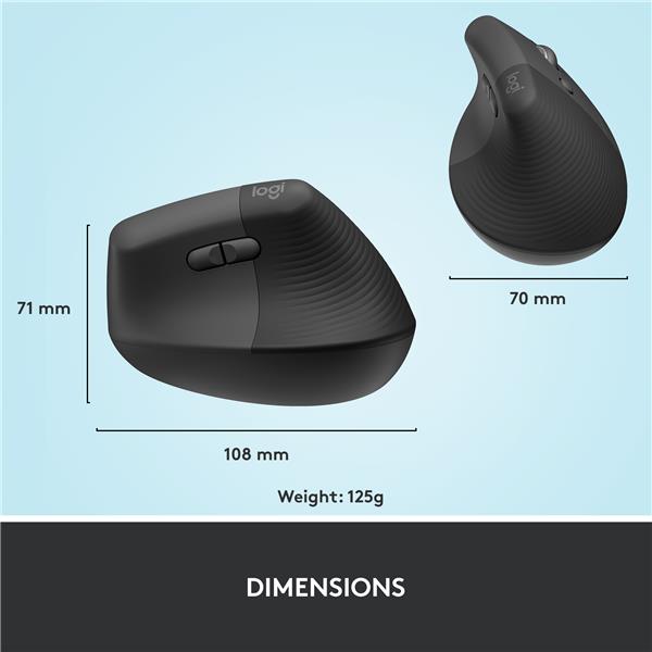 LOGITECH  Lift Vertical Ergonomic Wireless Mouse (Graphite)