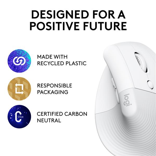 LOGITECH  Lift Vertical Ergonomic Wireless Mouse (Off-White)