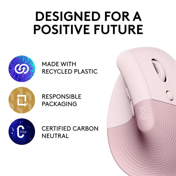 LOGITECH  Lift Vertical Ergonomic Wireless Mouse (Rose)